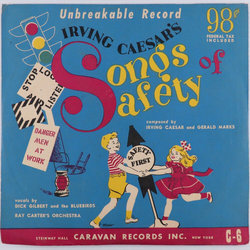 Irving Caesar's Songs of Safety - 10" 78 rpm Red Vinylite Record Caravan C-6